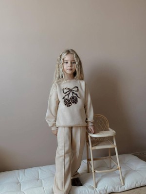 Jolly Kids Kız Çocuk Kiraz Leopar Desenli Sweatshirtli Kışlık Takım