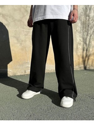 Oversize Şerit Detaylı Ayarlanabilir Paça Stoperli Baggy Eşofman Altı – %100 Pamuk – Unisex