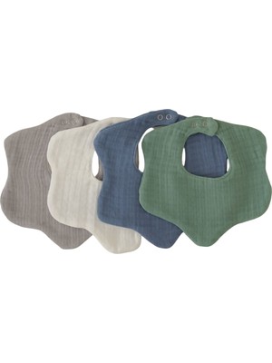 Elibaby 4'lü  Organik Pamuk 8 Katlı Multi Müslin Çiçek Kız Bebek Salya ve Mama Önlük,yakalık (Model 2)