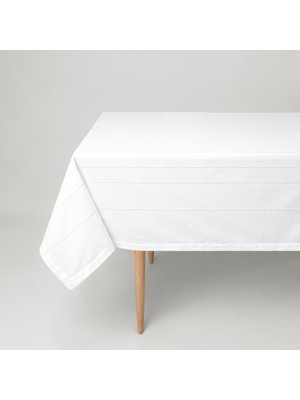 Linens Patrick 150X300 cm Masa Örtüsü Kırık Beyaz