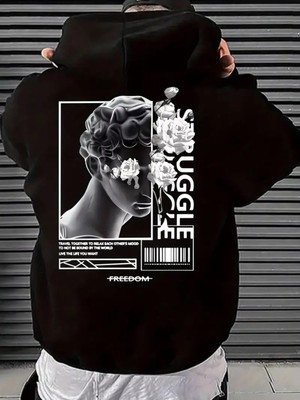 Nevermind Unisex Freedom Baskılı Oversize Baskılı Kapşonlu Sweatshirt 3 Iplik