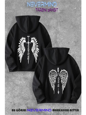 Nevermind Sevgili Angel & Guardian Kombini Baskılı Sevgili Kombini 2'li Kapüşonlu Sweatshirt Seti