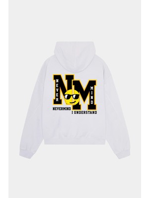 NEVERMIND Unisex Kapüşonlu Sweatshirt - NM Baskılı Oversize Hoodie