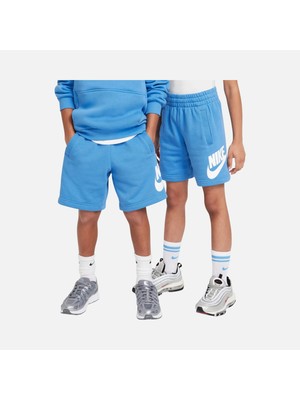 Nike Sportswear Club Fleece French Terry Unisex Çocuk Mavi Şort -Pamuklu Rahat Tasarım - FD2997-489