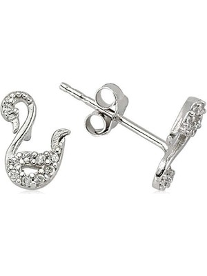 Özcömert Silver Gümüş Kuğu Çivili Küpe