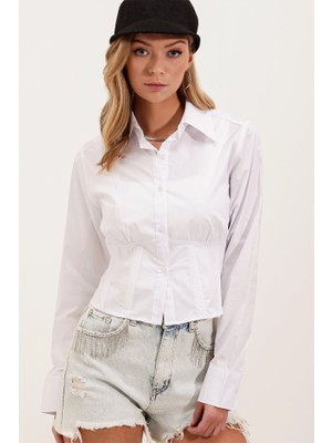 20231 Slim Fit Poplin Gömlek - Beyaz