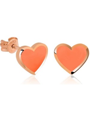 Özcömert Silver Gümüş Fosforlu Turuncu Kalp Küpe