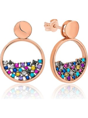 Özcömert Silver Gümüş Mix Taşlı Çiğ Damlası Bayan Küpe