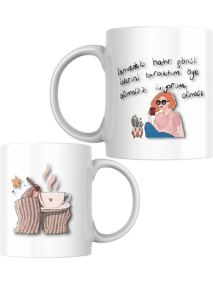 Mug Station Kahve Hatır Gönül Temalı Çizimli Porselen Kupa – Minimal & Özel Tasarım Hediye Ev Ofis Bardak Mug