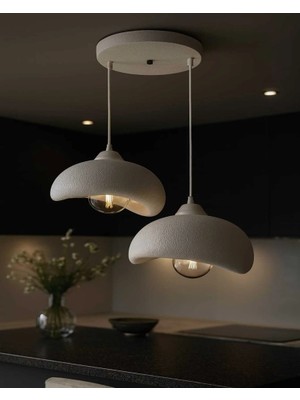 bebekokusu Beton Görünüm Naturel , Bohem Modern Rustik 2'li Sarkıt Avize ( Rustik Ampul Hediyemizdir. )