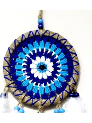 MUHTELİFİÇGİYİM Nazar Boncuğu Desenli Dream Catcher El Yapımı Kuş Tüylü Rüya Kapanı Duvar Süsü