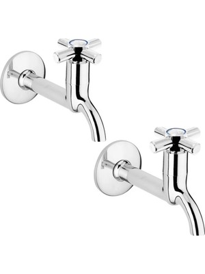 Diyar-ı Fırsat 2li Artı Aç Kapa 4 Kollu Krom Çevirveli Musluk Duvardan Tek Girişli