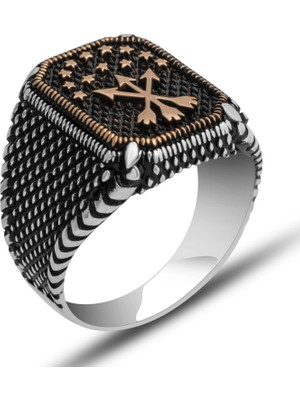 Gumush Gümüş Çerkez Bayrağı Erkek Yüzük