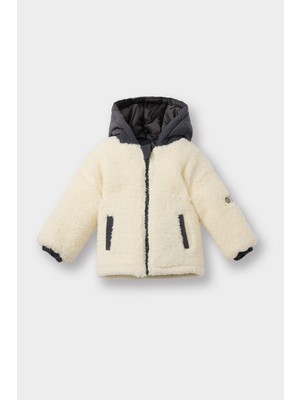 DeFacto Erkek Bebek Rüzgar Geçirmez Kapüşonlu Fermuarlı Pelüş Mont G4775A525WN