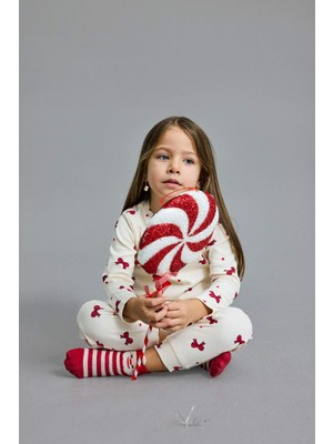 DeFacto Kız Bebek Yılbaşı Temalı Pijama Takımı Uzun Kollu Üst Uzun Alt F0639A525AU