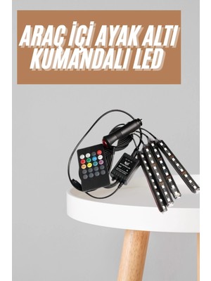 Arthurs 12'li Şerit LED Işık Rgb Sese ve Müziğe Duyarlı Araç Içi Ayak Altı