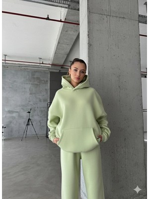 Combin 3 Iplik Şardonlu Kapşonlu Sweatshirt Mint P510436