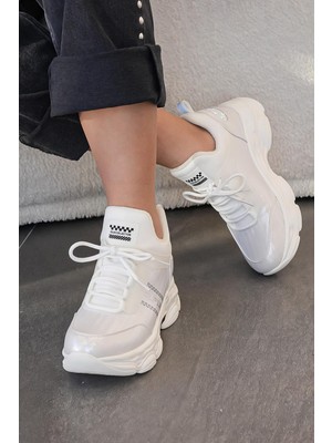 Serena Orijinal Guja Ithal Gizli Dolgu Kadın Spor Ayakkabı Beyaz