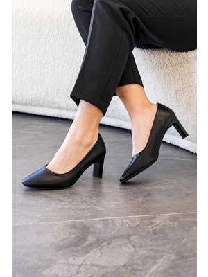 Stilbagshoes Joan Kalın Topuk Kadın Topuklu Ayakkabı Siyah