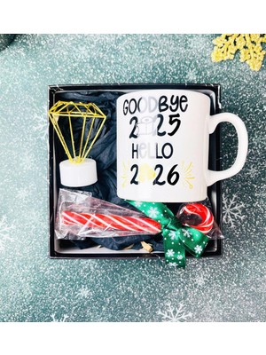 Giftmoda Güle Güle 2025 Merhaba 2026 Yılbaşı Tasarımlı Özel Elmas Lambalı Yeni Yıl Hediye Seti