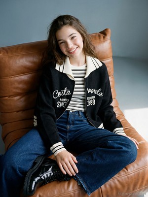 LC Waikiki Kids Siyah Polo Yaka Kız Çocuk Triko Hırka