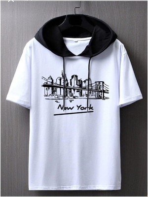 İmpavido Oversize' Newyork'kapüşonlu T-Şhirt Geniş Salaş  Kalıp  Kordonlu