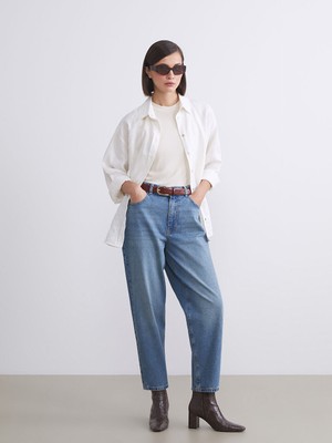 LC Waikiki Jeans Indigo Barrel Fit Kadın Jean Pantolon