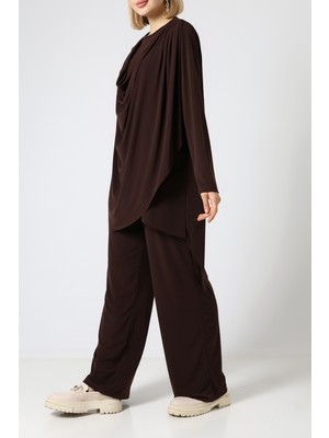 Sabr Sandy Drapeli Asimetrik Tunik & Pantolon Ikili Takım – Zarif Günlük Şıklık