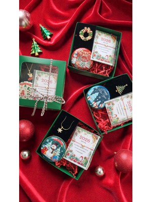 Initium Yeni Yıl Temalı Hediye Seti (Yeni Yıl Kolye,metal Kutulu Mum,şans Bilekliği)