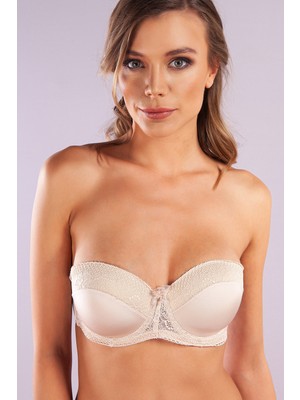 Çamaşır Kenti Gala Balconette Foam Cup Lace Bra, Ten Konforlu ve Şık Sütyen, Strapless