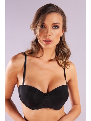 Çamaşır Kenti Gala Push-Up Strapless Bra, Siyah Konforlu ve Şık Sütyen, Strapless