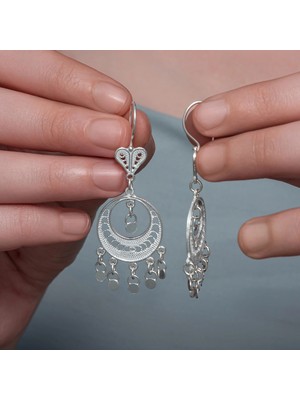 Aya Diamond Gümüş Ay Dansı Telkari Kadın Küpe