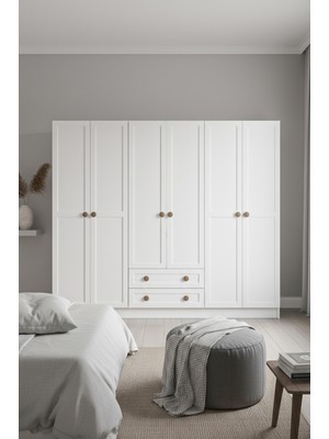 PlatinReyon Bohem 4 Kapak 2 Çekmece Aynalı Gardırop Mdf Kapak