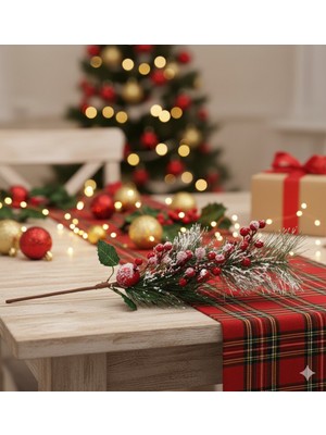 Dodomar 75 cm – Kozalaklı Karlı Berry Demeti Yılbaşı Çam Dalı Dekoratif Süs