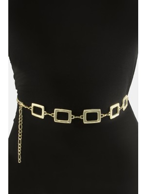 Marsilyan Dikdörtgen Metal Zincir Kemer