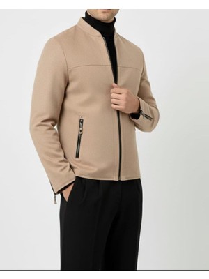 Terzi Adem İtalyan stil slim fit mevsimlik erkek süet mont bej T9172