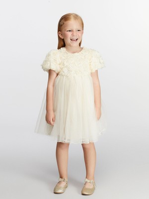 Lc Waikiki Yeni Sezon Çiçek Aplikeli Kız Çocuk Abiye Elbise