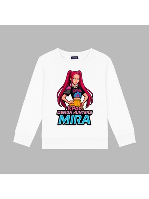 Mixxi Fashion Kpop Demon Hunters Mira 3 Iplik Bisiklet Yaka Kız Çocuk Sweatshirt  (4-13 Yaş)