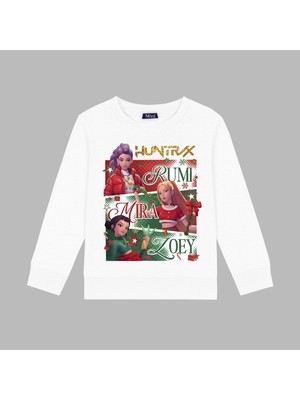 Mixxi Fashion Kpop Demon Hunters  Yılbaşı Yeniyıl 3 Iplik Bisiklet Yaka Kız Çocuk Sweatshirt  (4-13 Yaş)