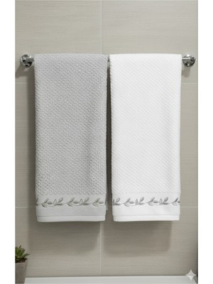 Özdilek Filgo Çiçekli 2'li Kutulu Havlu Yeşil-Beyaz