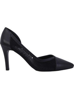 Hobby 26757 Deri Stiletto Kadın Ayakkabı File Detaylı