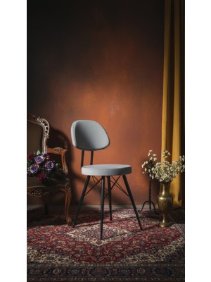 Kalafika Kav Mutfak Sandalyesi, Yemek, Bahçe, Kafe, Modern Sandalye - Gri Kumaş