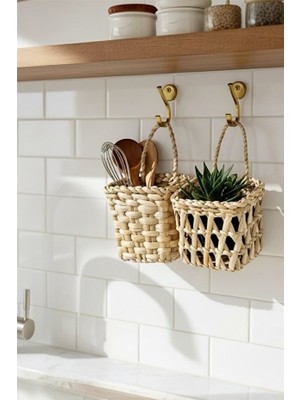 Ss Eral Koop Çok Amaçlı Sepet 2'li Sepet / Askı Sepet Dekoratif Hasır Sepet /ev Dekorasyon