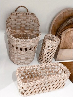 Ss Eral Koop  Hasır Ahşap Mutfak Düzenleyici/ahşap Kutu, Mutfak Dekorasyon , Kaşıklık (3 Parça)