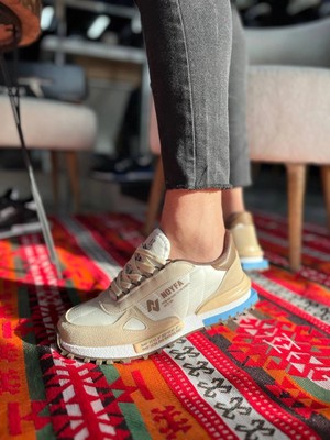 Zerenyus Zrk-N1 Premium Bej Bağcıklı Günlük Erkek Sneaker