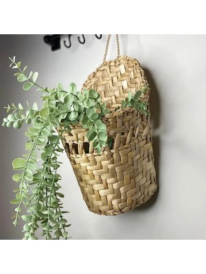 Ss Eral Koop El Yapımı, Doğal Hasır Saksı Sepet, Dekoratif Sepet, Delikli Organizer