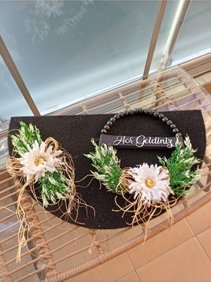 Ss Eral Koop Siyah Takım Şık Boncuklu Kapi Önü Seti