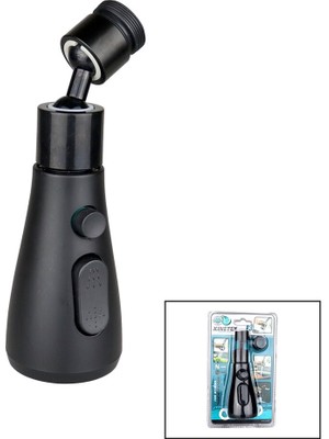 Marsilyan 360 Derece Dönebilen- 3 Mod  Siyah Yağmur Püskürtme Borulu Kubar Musluk Ucu KTX-3289 (5224)