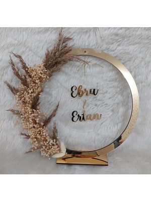 Evsay Pleksi Isimlik Masa Üstü Aynalı Gold Isimlik Söz Nişan Düğün Bebek Için Masaüstü Isimlik 28CM