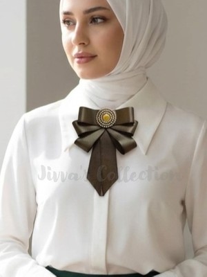 Cash Trade Kadın Fiyonk Broş-Haki. Parlayan Çiçek Detaylı. Fiyonk Broş Kurdele. Boyun Kravat